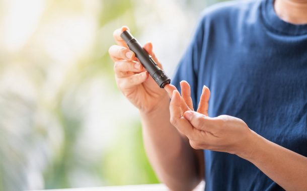 Person checking blood sugar